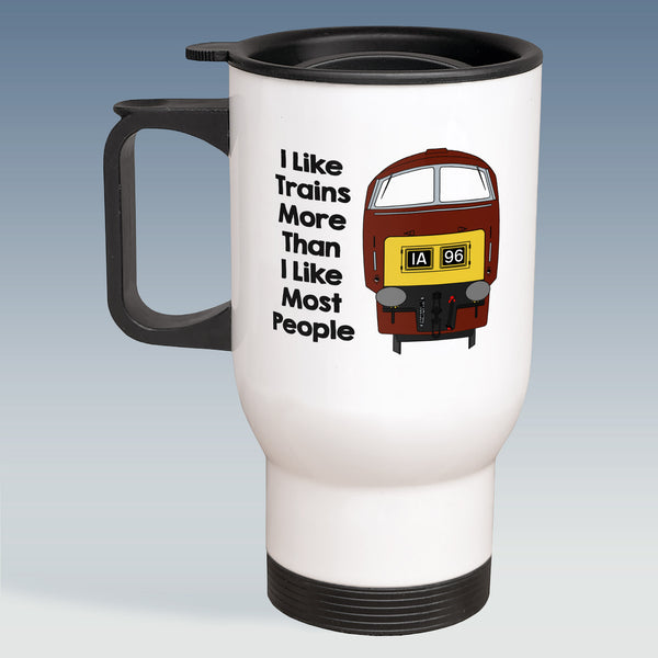 Travel Mug - I Like Trains more than Most People - Class 52 Maroon