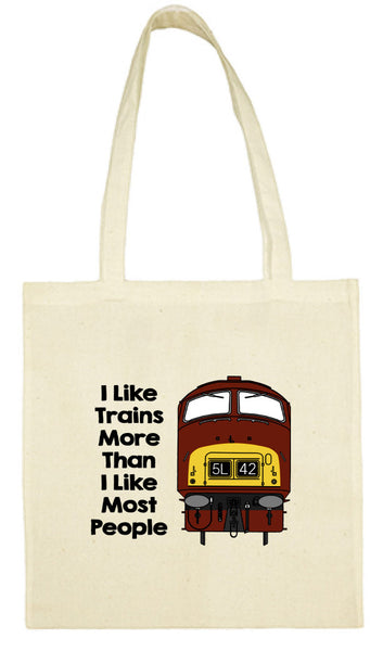 Cotton Shopping Tote Bag - I Like Trains More Than Most People Class 42