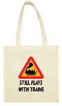 Cotton Shopping Tote Bag - Still plays with trains