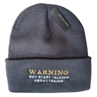 Warning May Start Talking About Trains Humour Beanie Hat