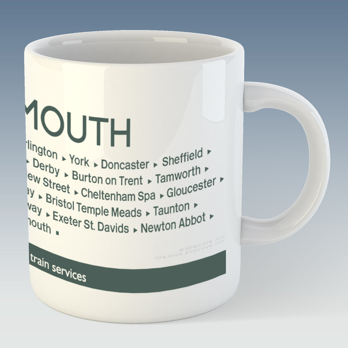 Window Label Style Railway Mug - CrossCountry Trains Newcastle to Plym ...