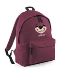 Bear face embroidered kids small fashion backpack - Personalised with Name