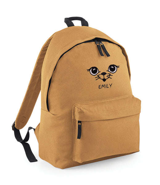 Cat face embroidered Kids/Adult fashion backpack - Personalised with Name