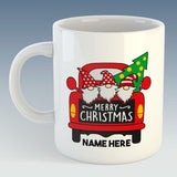 Gnomes in Truck Merry Christmas Mug - PERSONALISED
