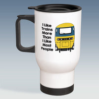 Travel Mug - I Like Trains more than Most People - HST BR Blue