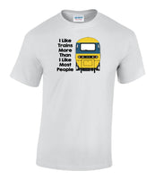 I Like Trains More Than I Like Most People - HST (BR Blue) Printed T-Shirt