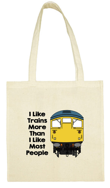 Cotton Shopping Tote Bag - I Like Trains More Than Most People Class 26