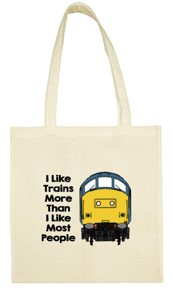 Cotton Shopping Tote Bag - I Like Trains More Than Most People Class 37