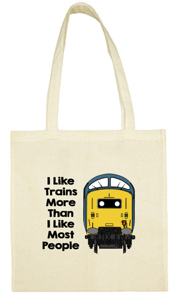 Cotton Shopping Tote Bag - I Like Trains More Than Most People Class 55