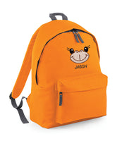 Monkey face embroidered kids small fashion backpack - Personalised with Name